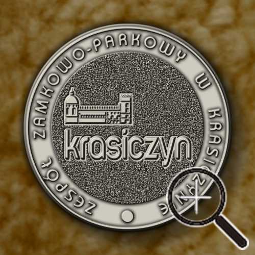 Żeton reklamowy bity podczas imprez plenerowych na zamku w Krasiczynie i w Baranowie.<BR>
               Biały metal, średnica 25 mm.